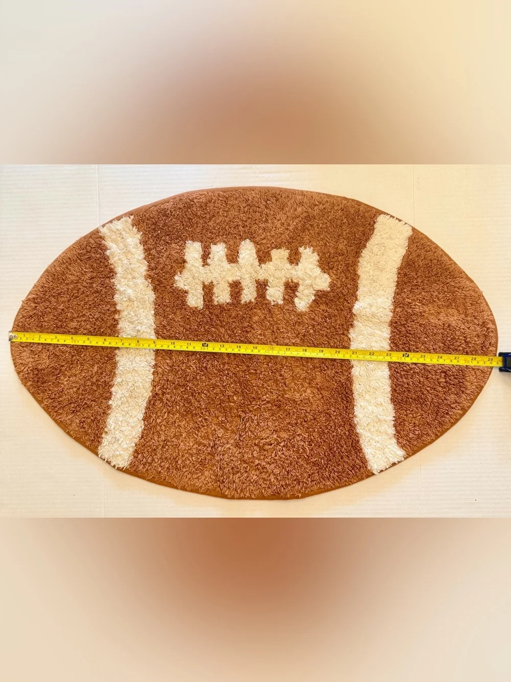 Huntington Home Brown and Cream Plush Football Accent Rug
